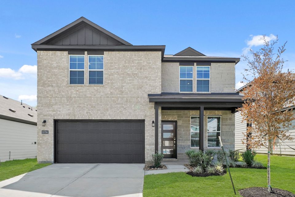 A house with a garage.