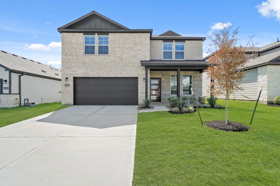 A house with a garage.