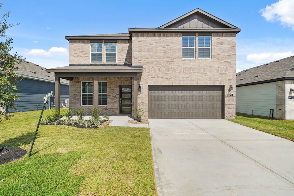 A house with a driveway.