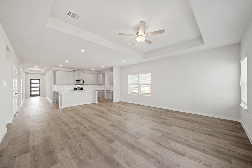 A large empty living room.
