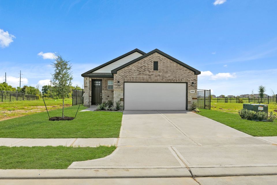 A building with a garage.