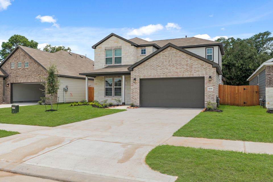 A house with a driveway.