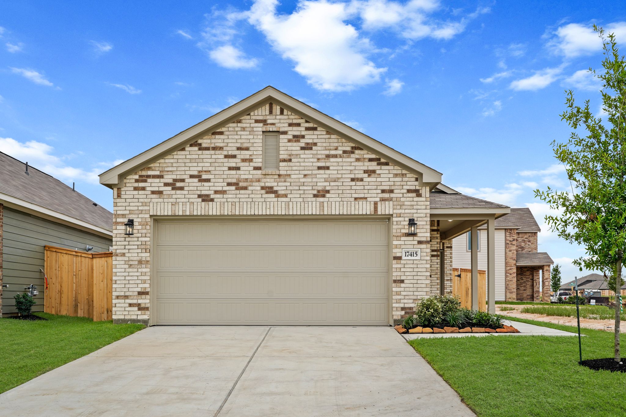 A building with a garage.
