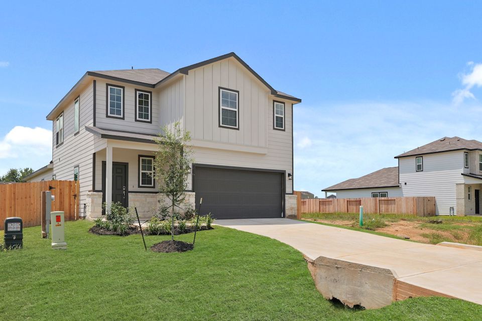 A house with a driveway.