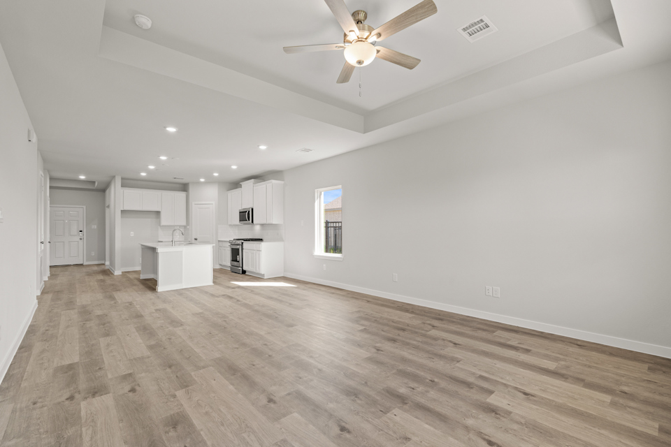 A large empty living room.
