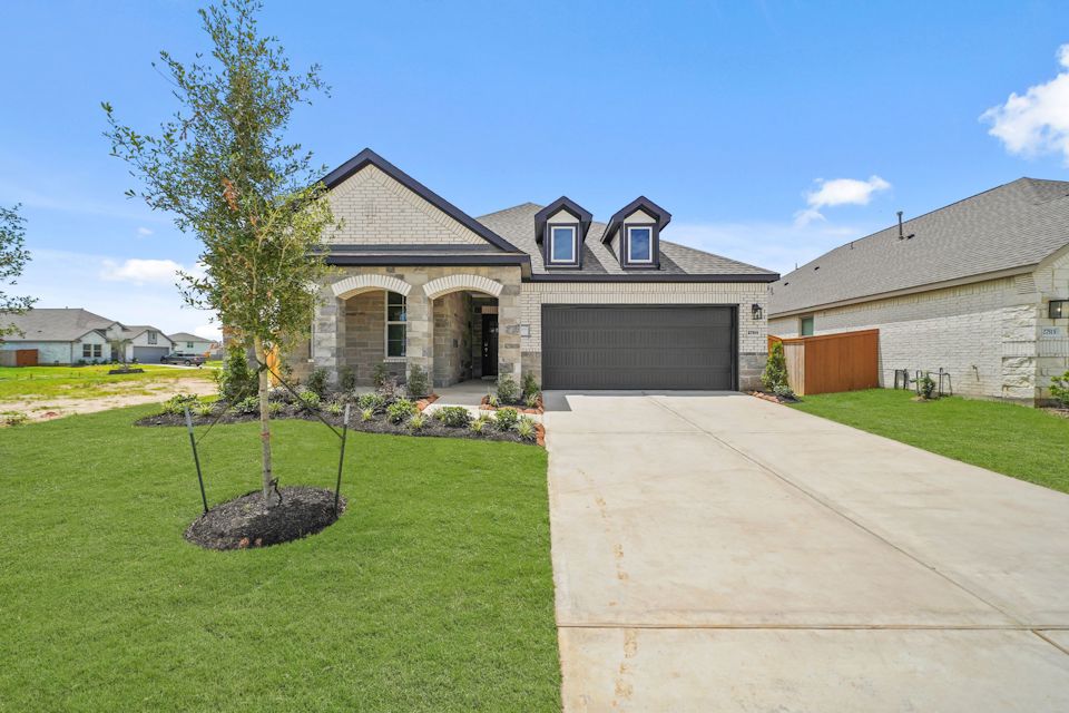 A house with a driveway.