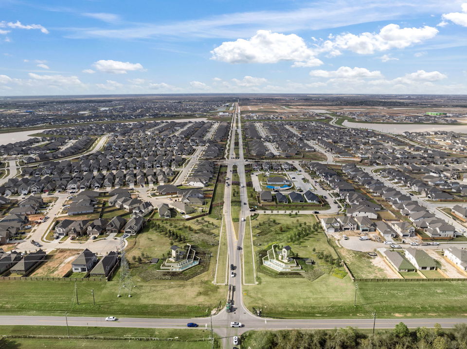 A road with buildings and roads.