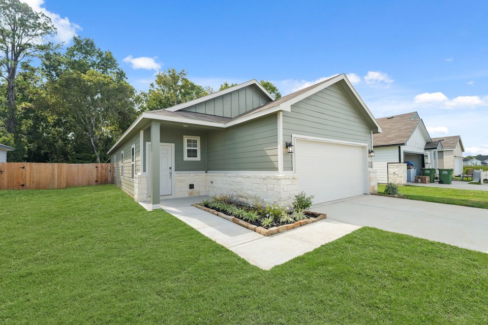 A house with a driveway.