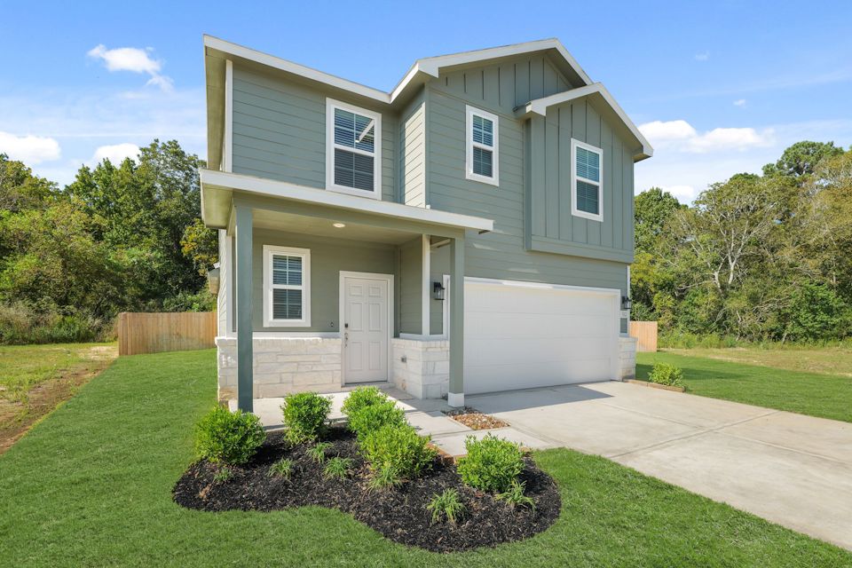 A house with a driveway.