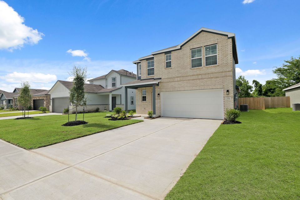 A house with a driveway.