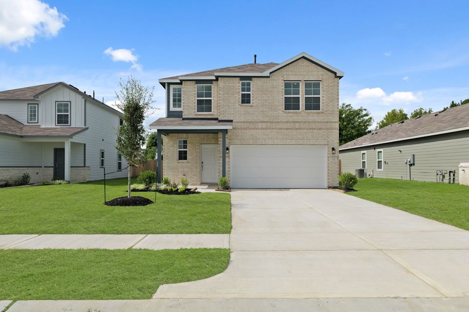A house with a driveway.