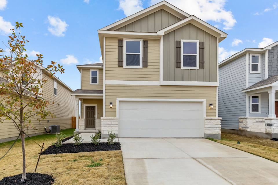 A house with a garage.
