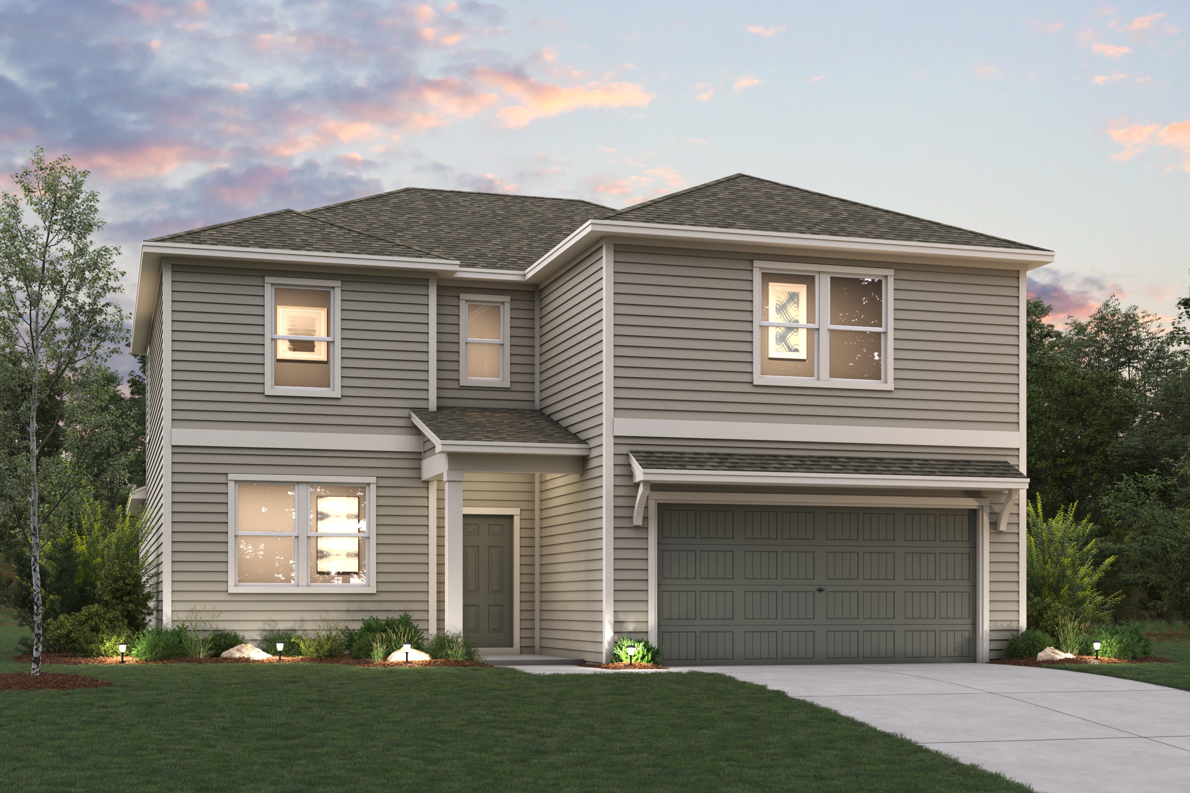 A house with a garage.