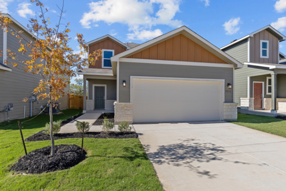 A house with a garage.