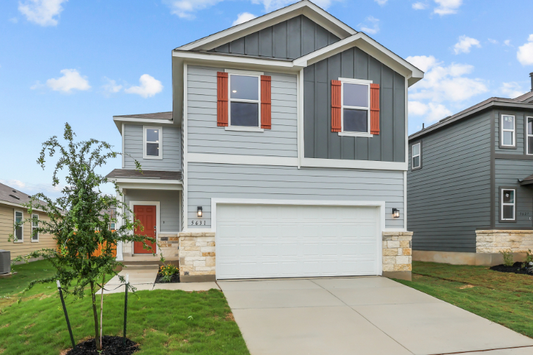 A house with a garage.