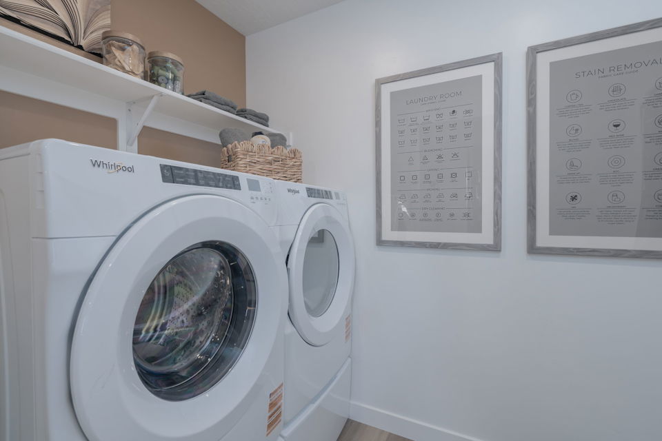 A dryer in a room.