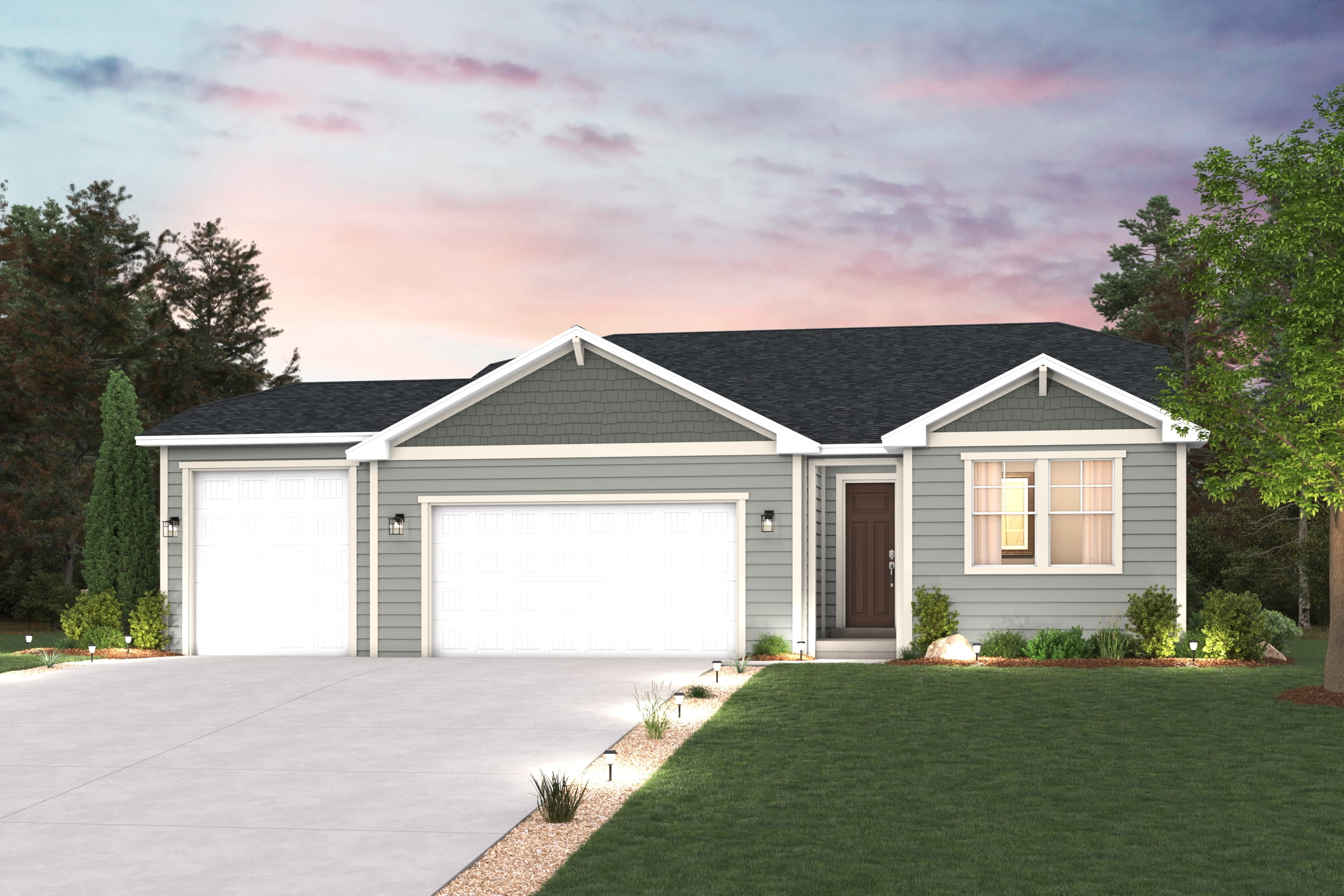 A house with a garage.