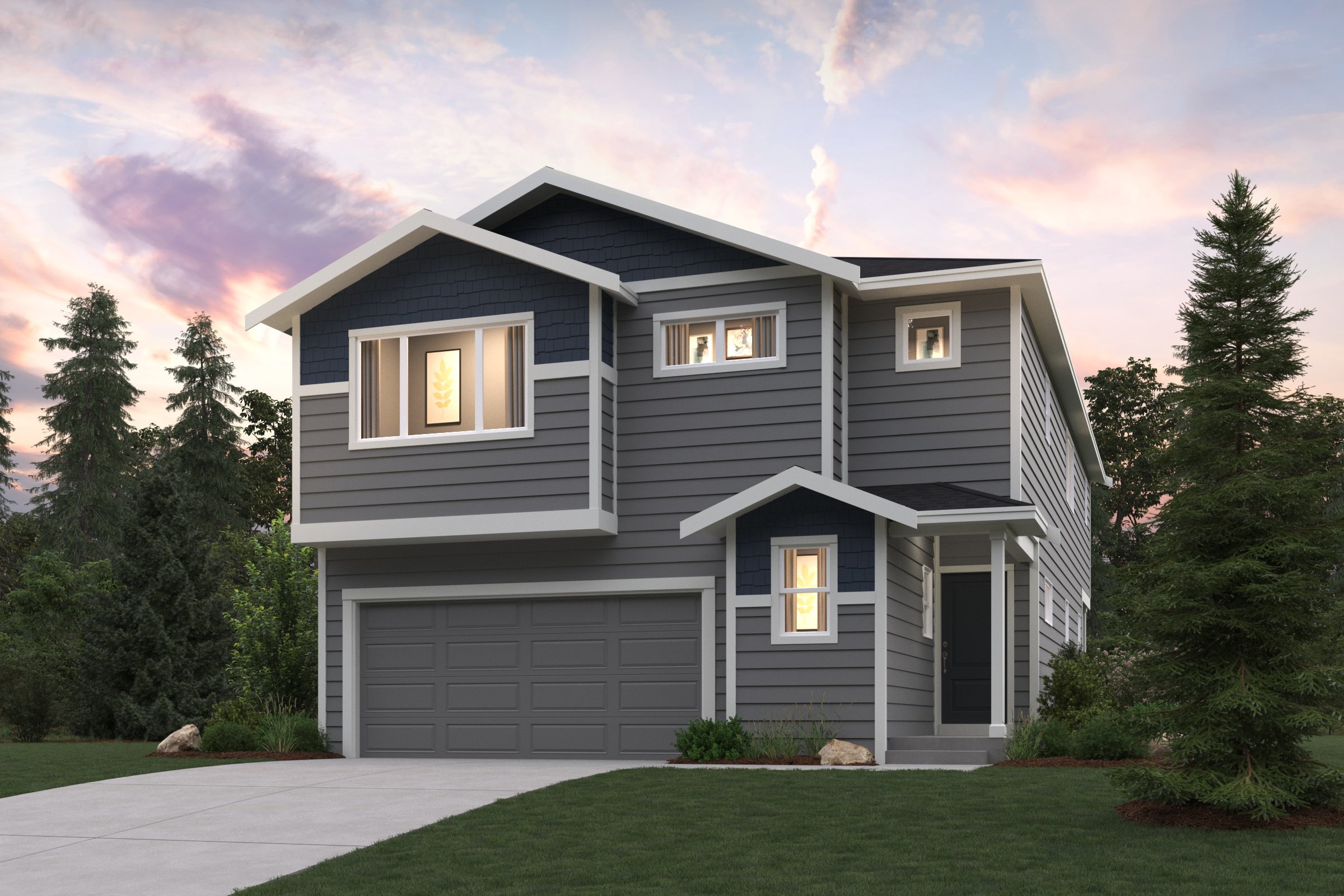 A house with a garage.