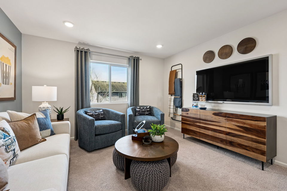 A living room with a tv and couches.