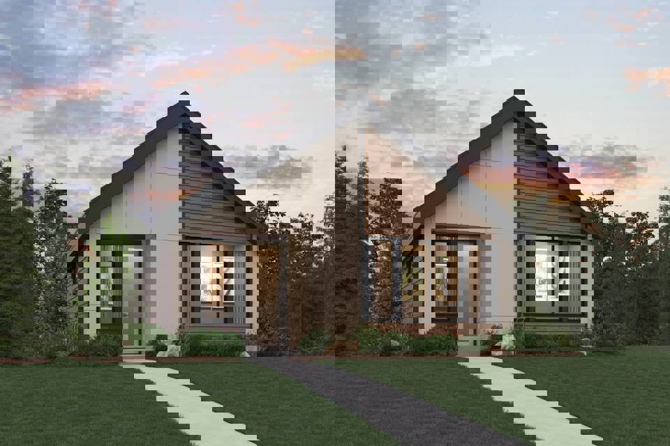A house with a driveway.