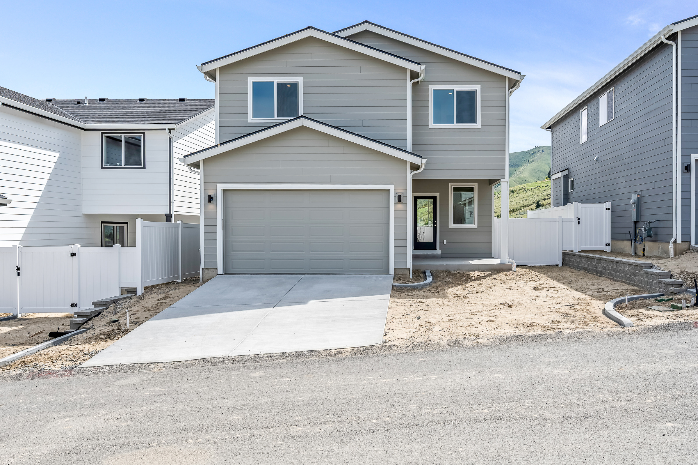 A house with a garage.