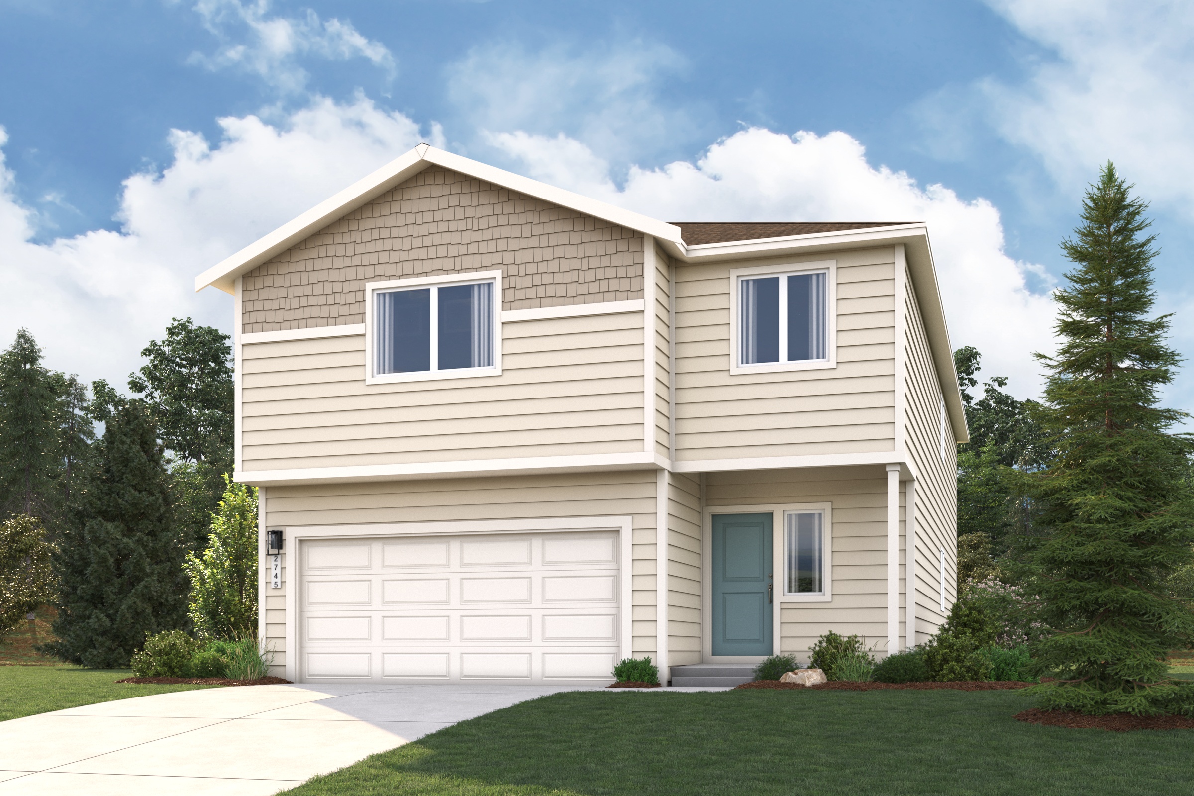 A house with a garage.