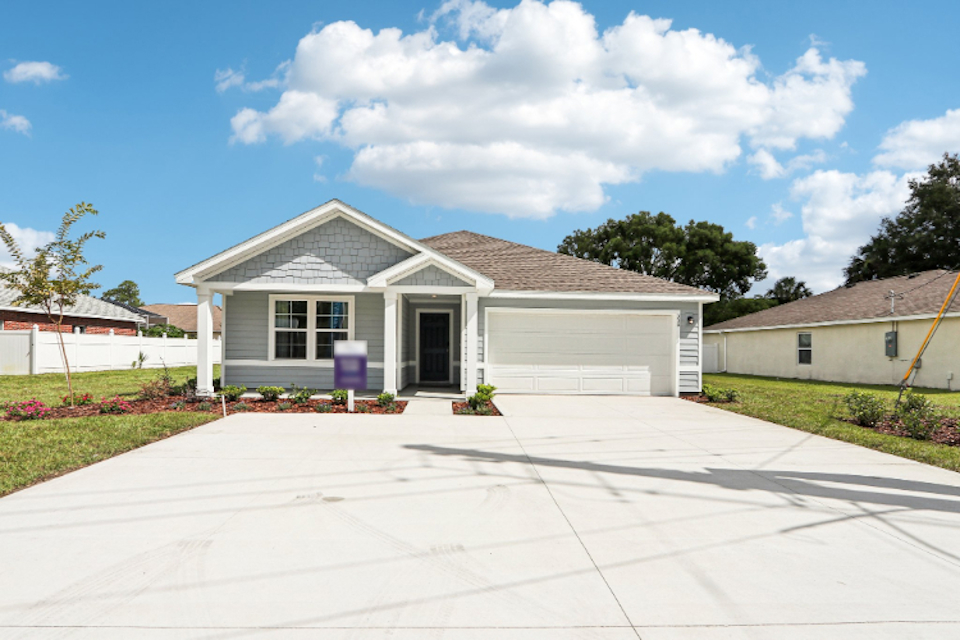 A house with a garage.