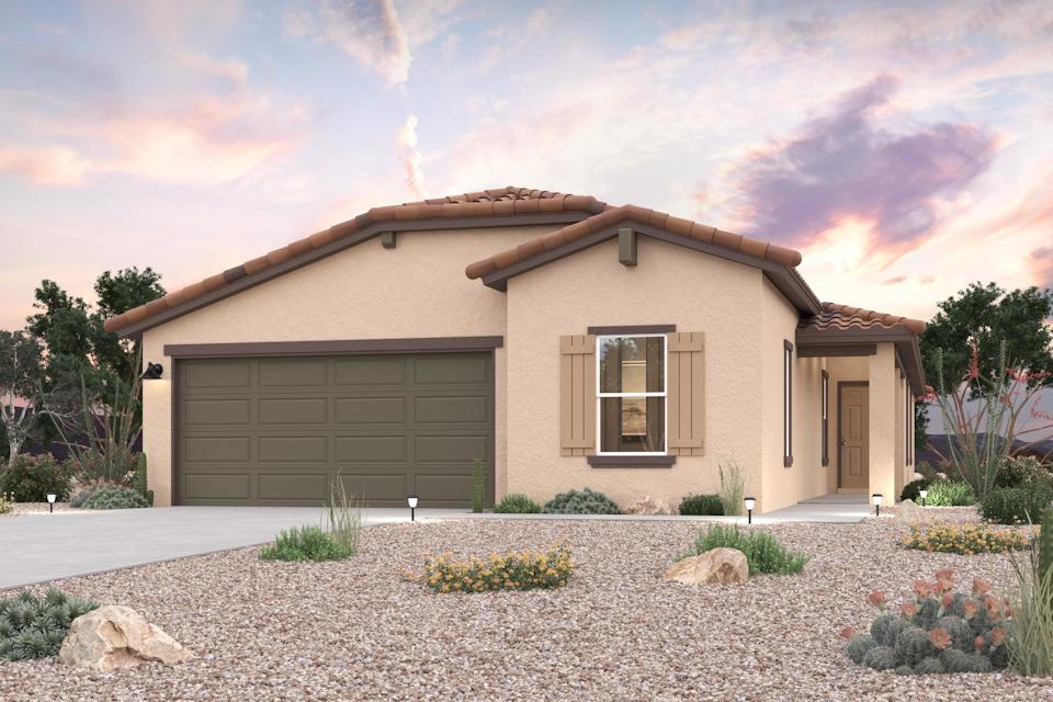 A house with a garage.