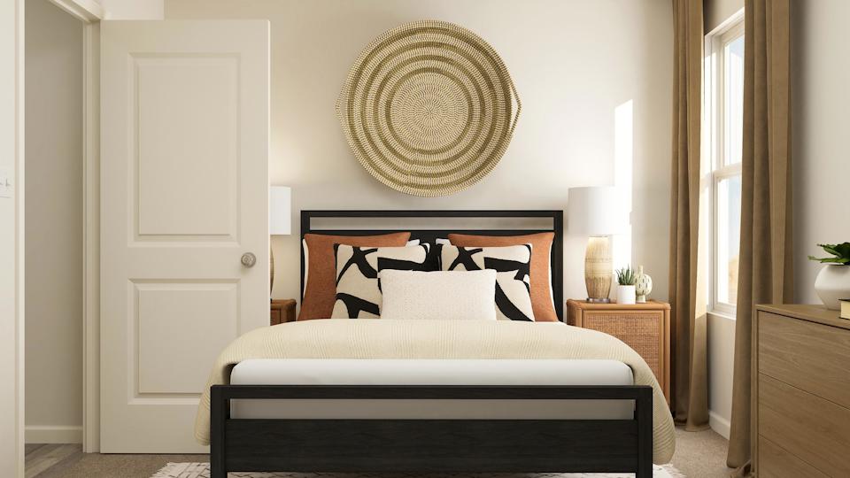 A bed in a room.