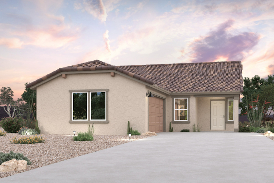 A house with a driveway.