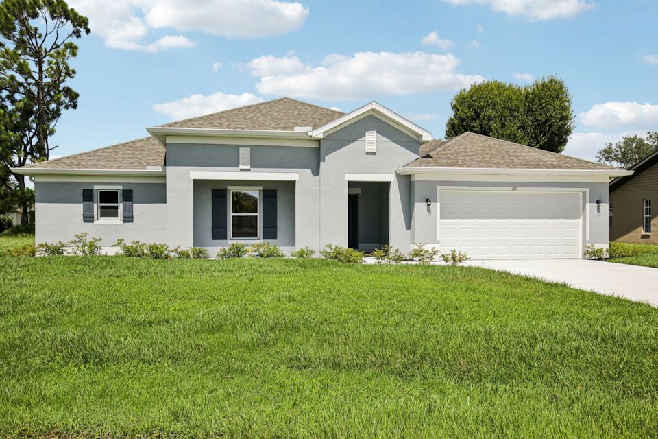 A house with a lawn.