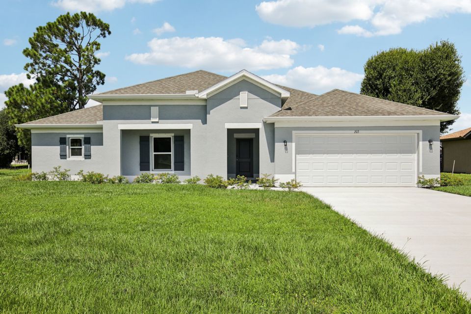 A house with a lawn.
