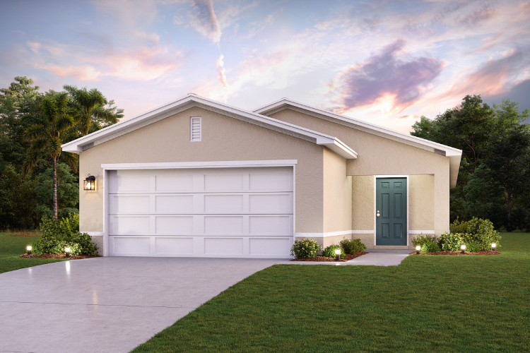 A house with a garage.
