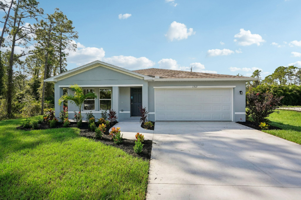 A house with a garage.