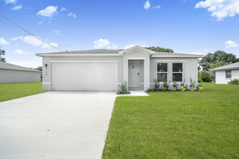 A house with a garage.