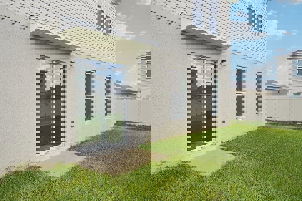 A house with a glass door.