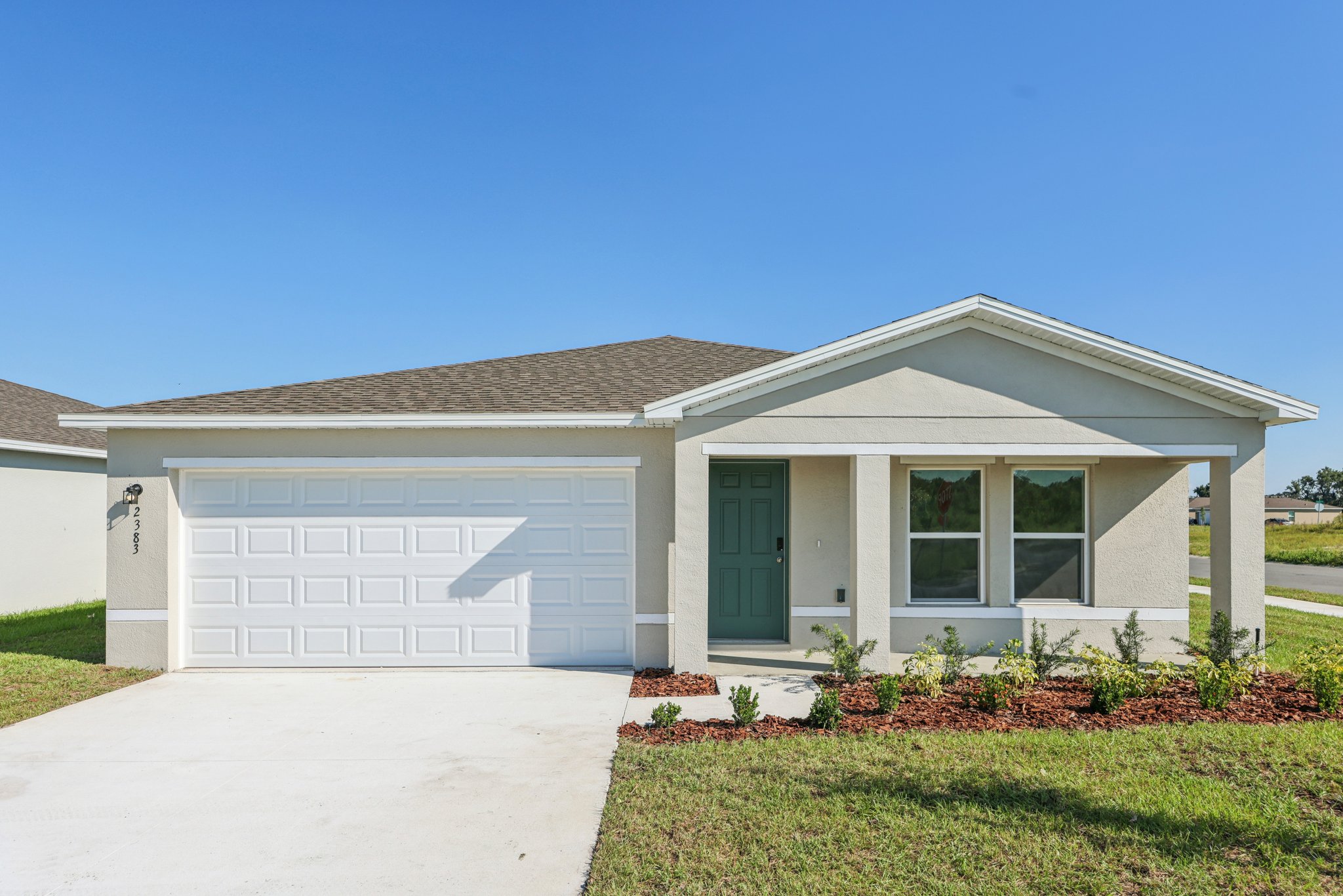 A house with a garage.