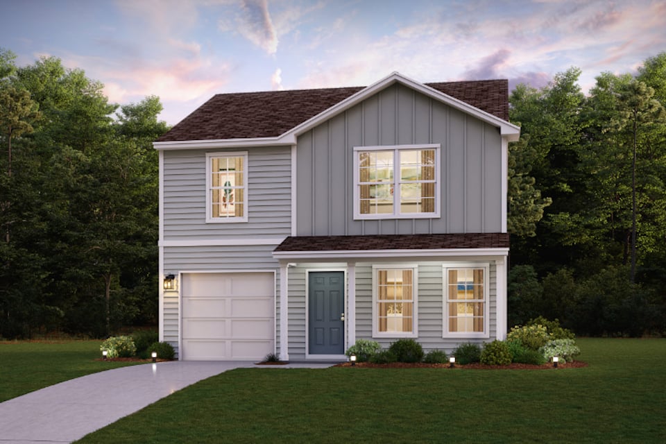 A house with a driveway.