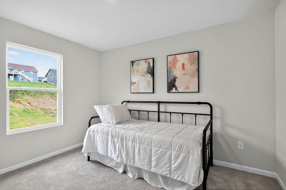 A bed in a room.