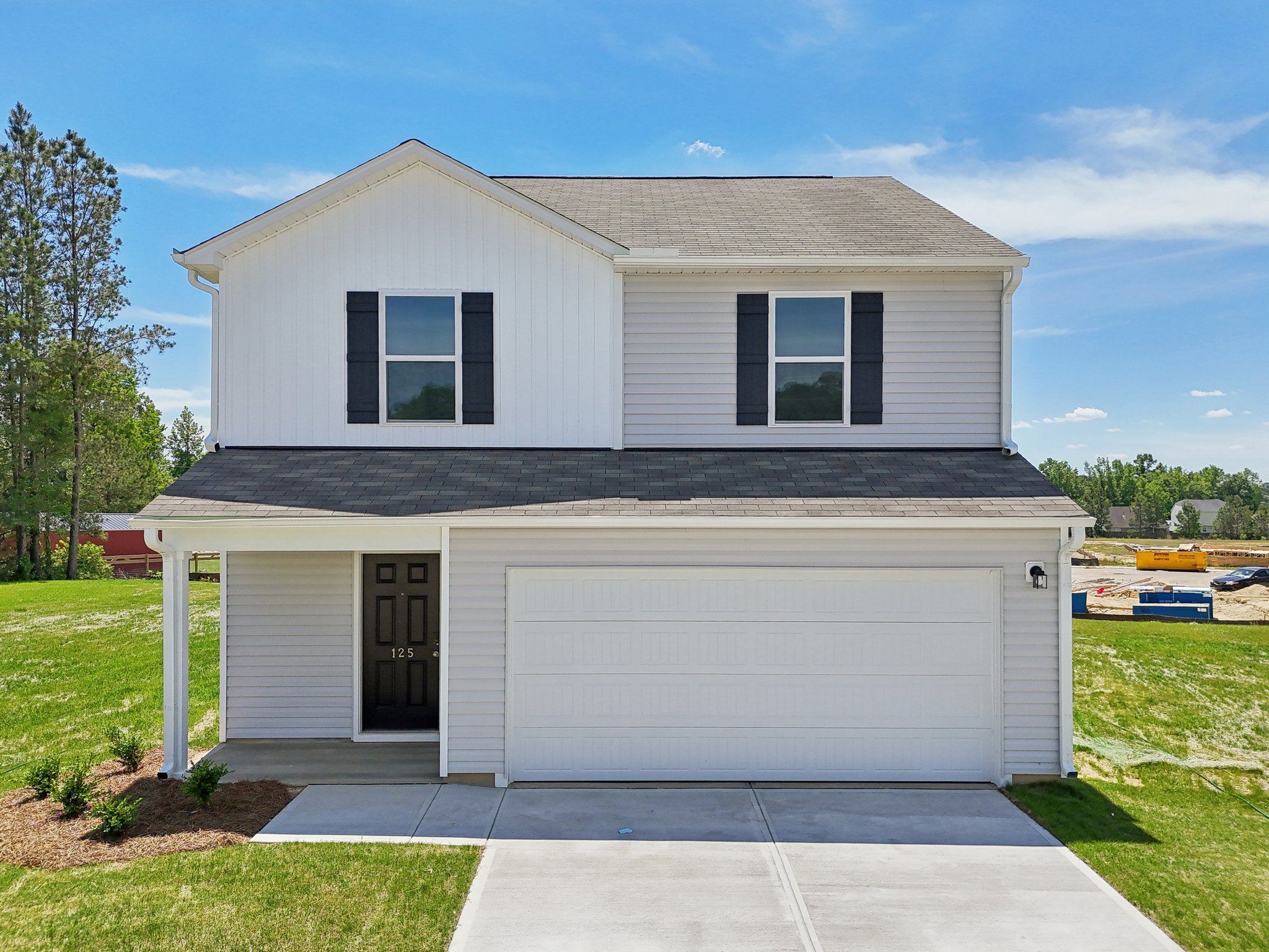 A house with a garage.