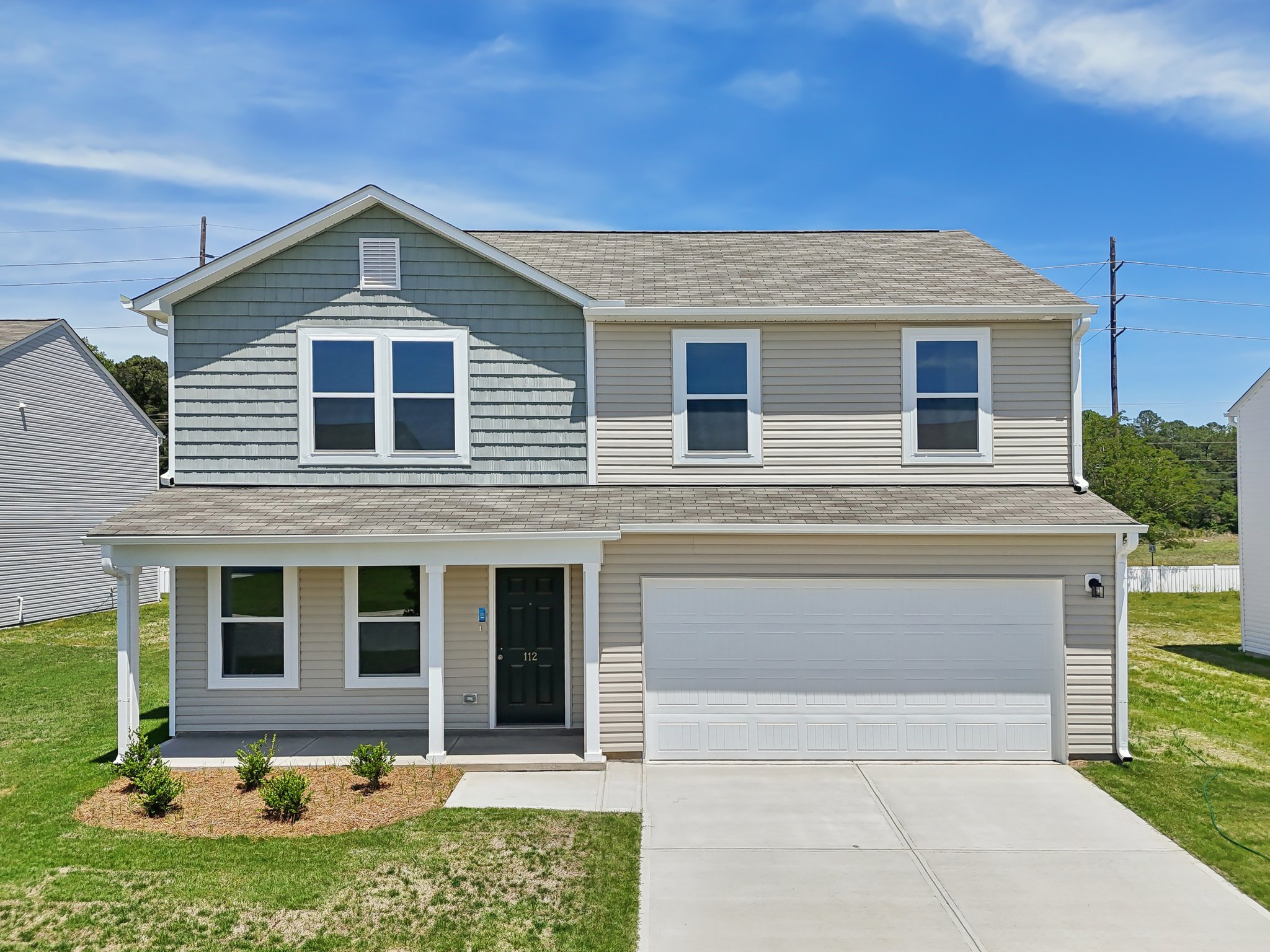 A house with a garage.