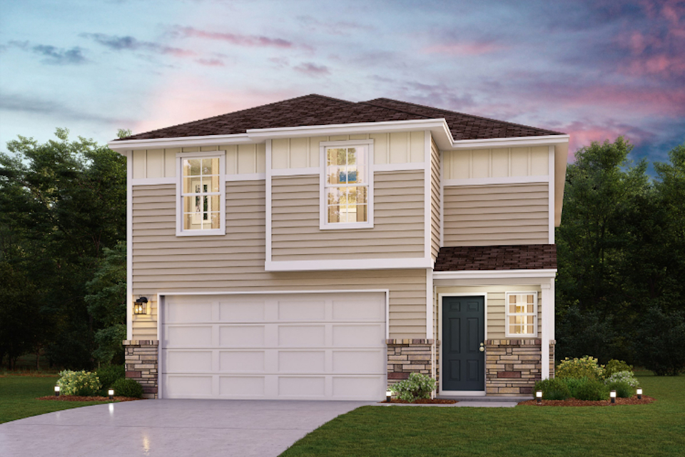 A house with a garage.